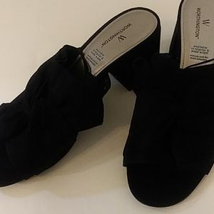 Faux Suede Bow front mule
